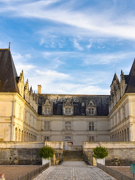 Château of Villandry facade with gardens, Loire Valley, France.