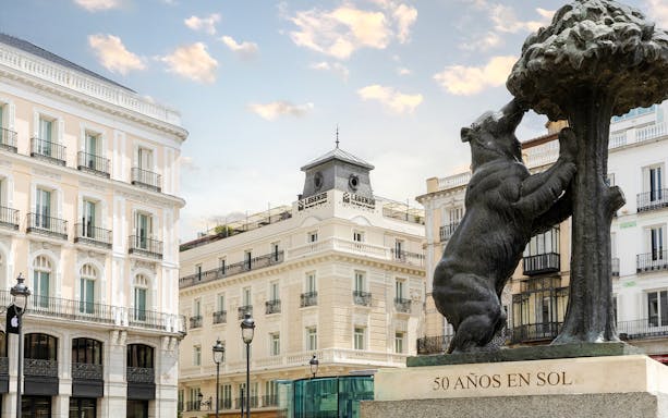 Home of Football Museum exterior in Madrid with visitors exploring the entrance.