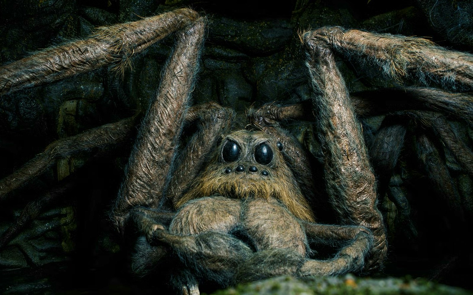 Giant spider prop from Harry Potter Warner Bros. Studio Tour, London.