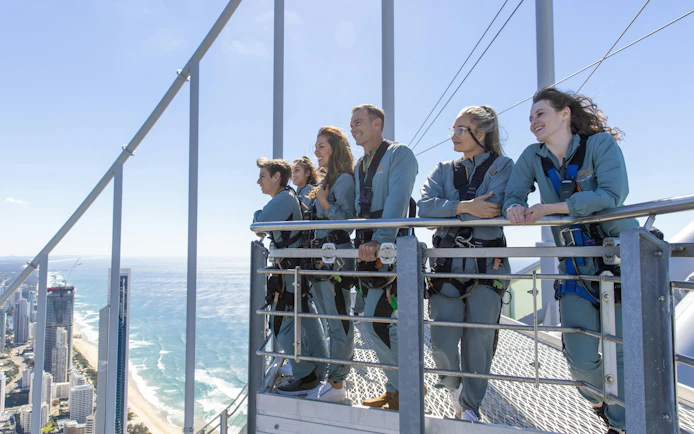 Guests enjoying the Skypoint day climb with ocean views in Gold Coast, Australia.