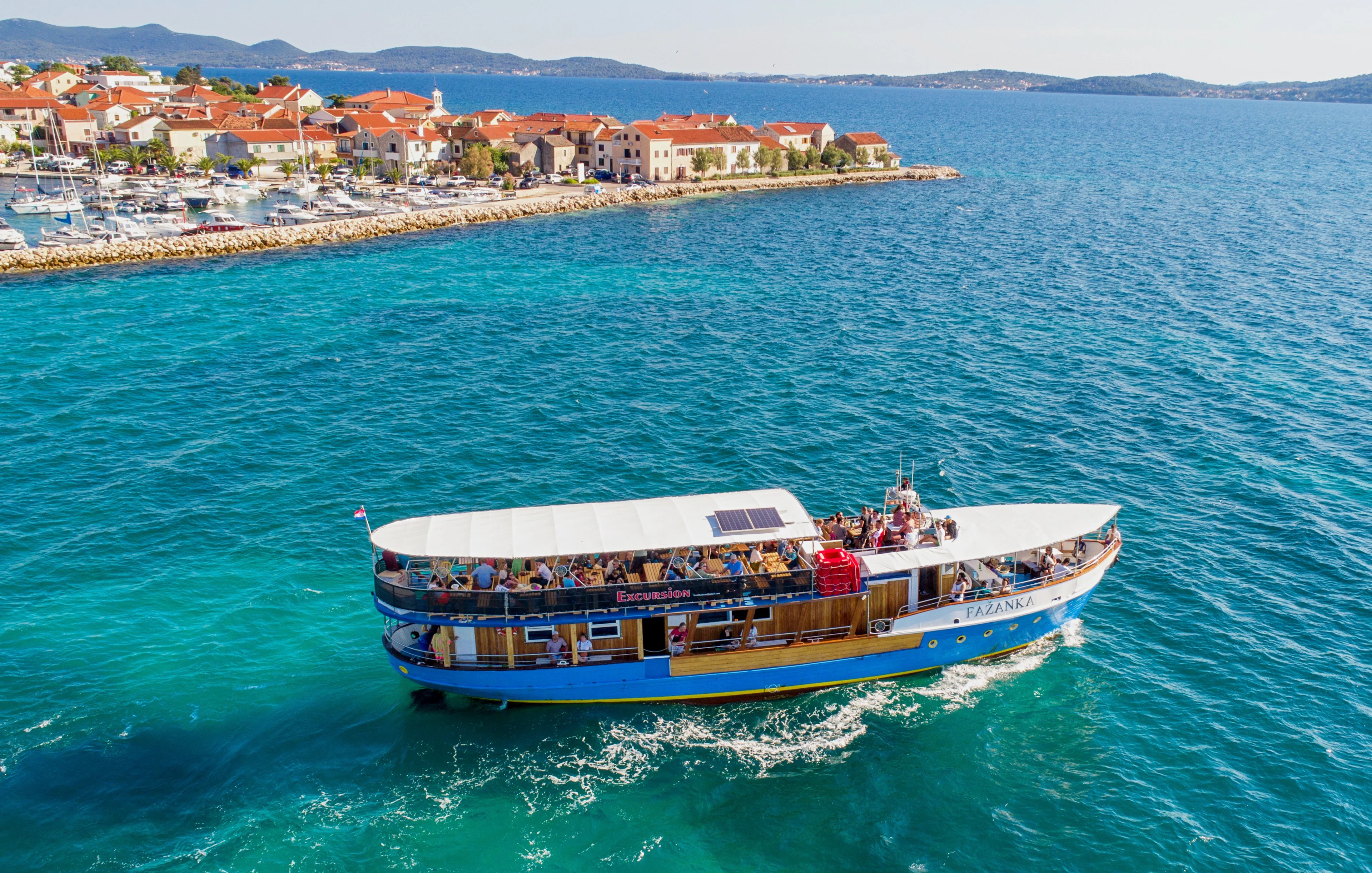 Boat Fažanka sailing from Zadar to Telascica Park of Nature, Croatia.