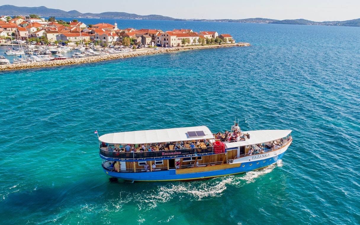 Boat Fažanka sailing from Zadar to Telascica Park of Nature, Croatia.