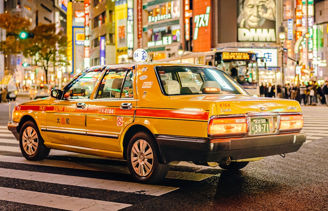 Taxi in Shibuya, Tokyo, Japan
