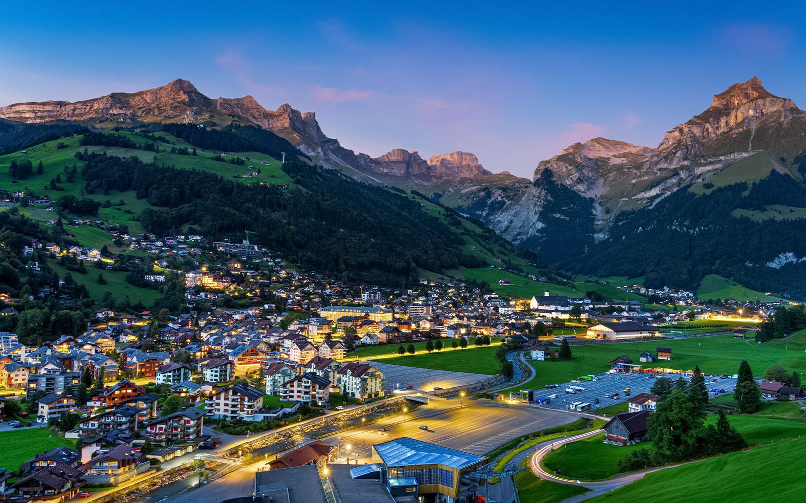 Engelberg valley in the evening