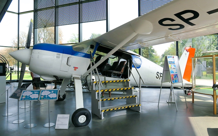 Aircraft exhibit inside Polish Museum of Aviation, Krakow.