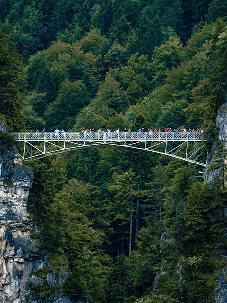 Marienbrücke bridge spanning a forested gorge in Bavaria, Germany.