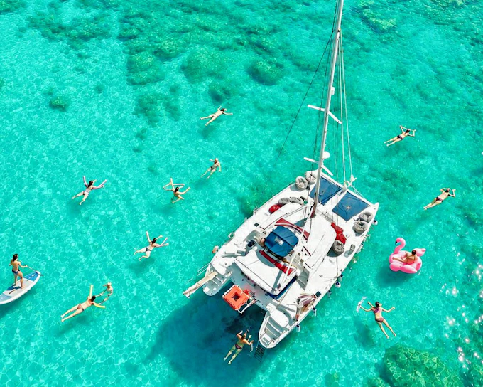 Rhodes: Anthony Quinn Bay, Ladiko Bay, Afandou Bay & Caves Catamaran Cruise with Unlimited Drinks (Product 54325)