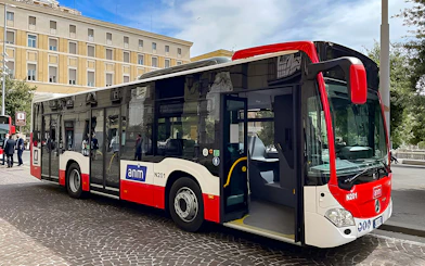 Shuttle bus for airport transfer between Naples Capodichino Airport and Naples Maritime Station.