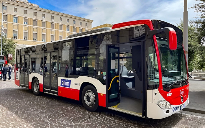 Shuttle bus for airport transfer between Naples Capodichino Airport and Naples Maritime Station.