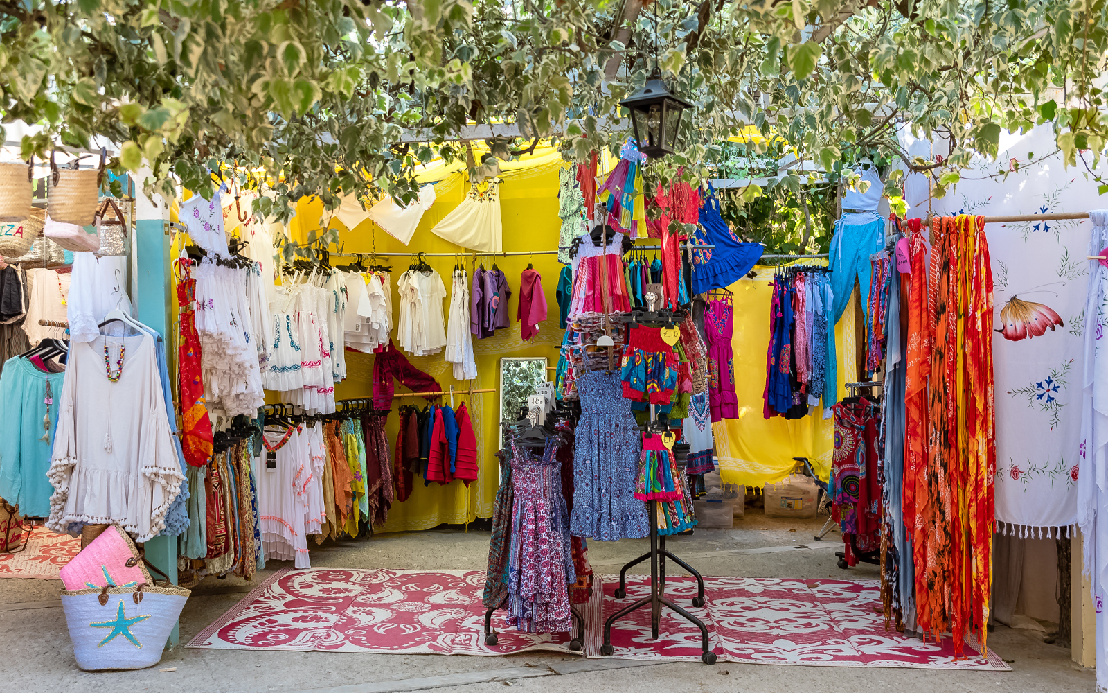 Ibiza island, Spain, the hippie market, clothes