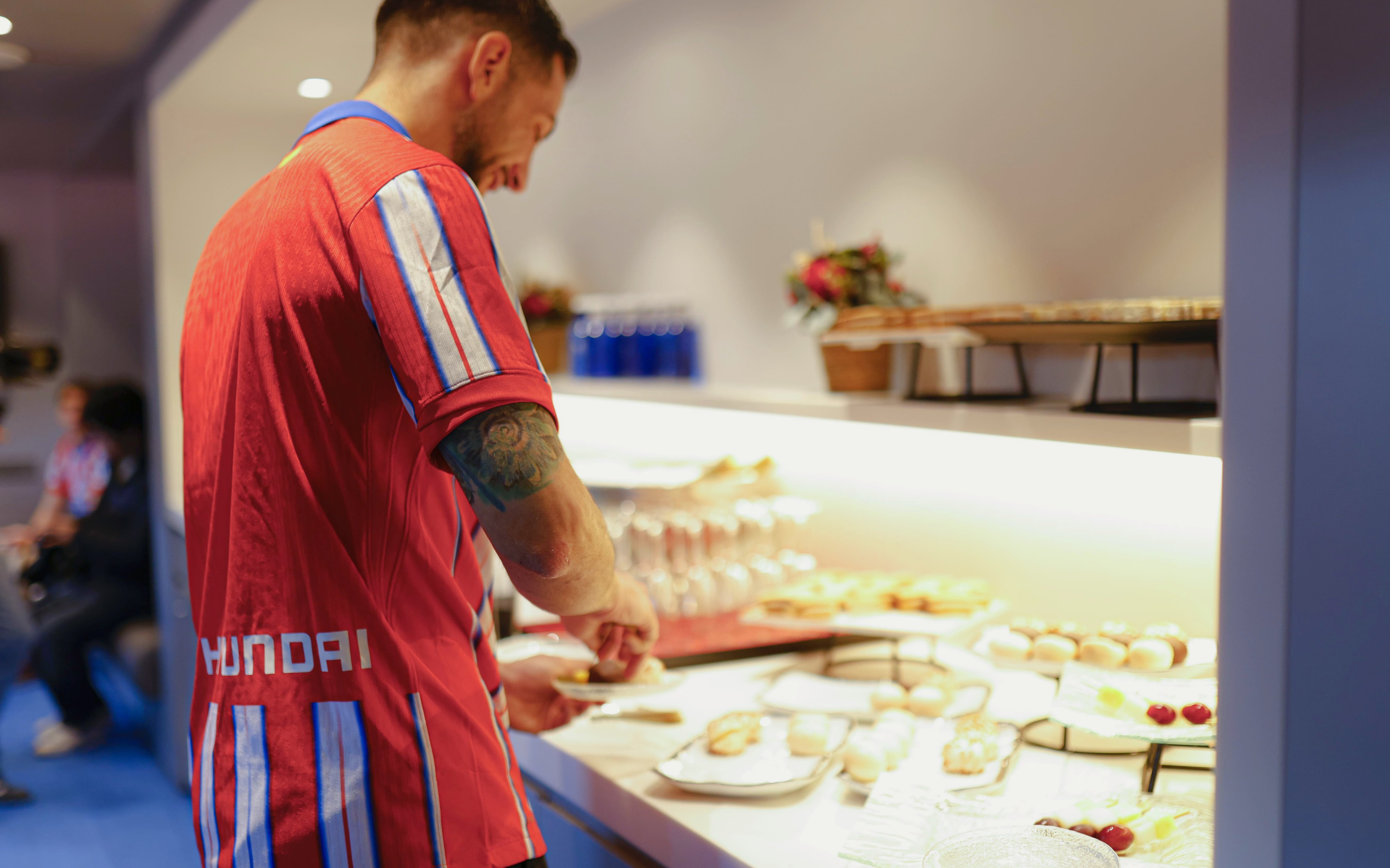 Tourist enjoying lunch buffet at Simeone's Private Box.