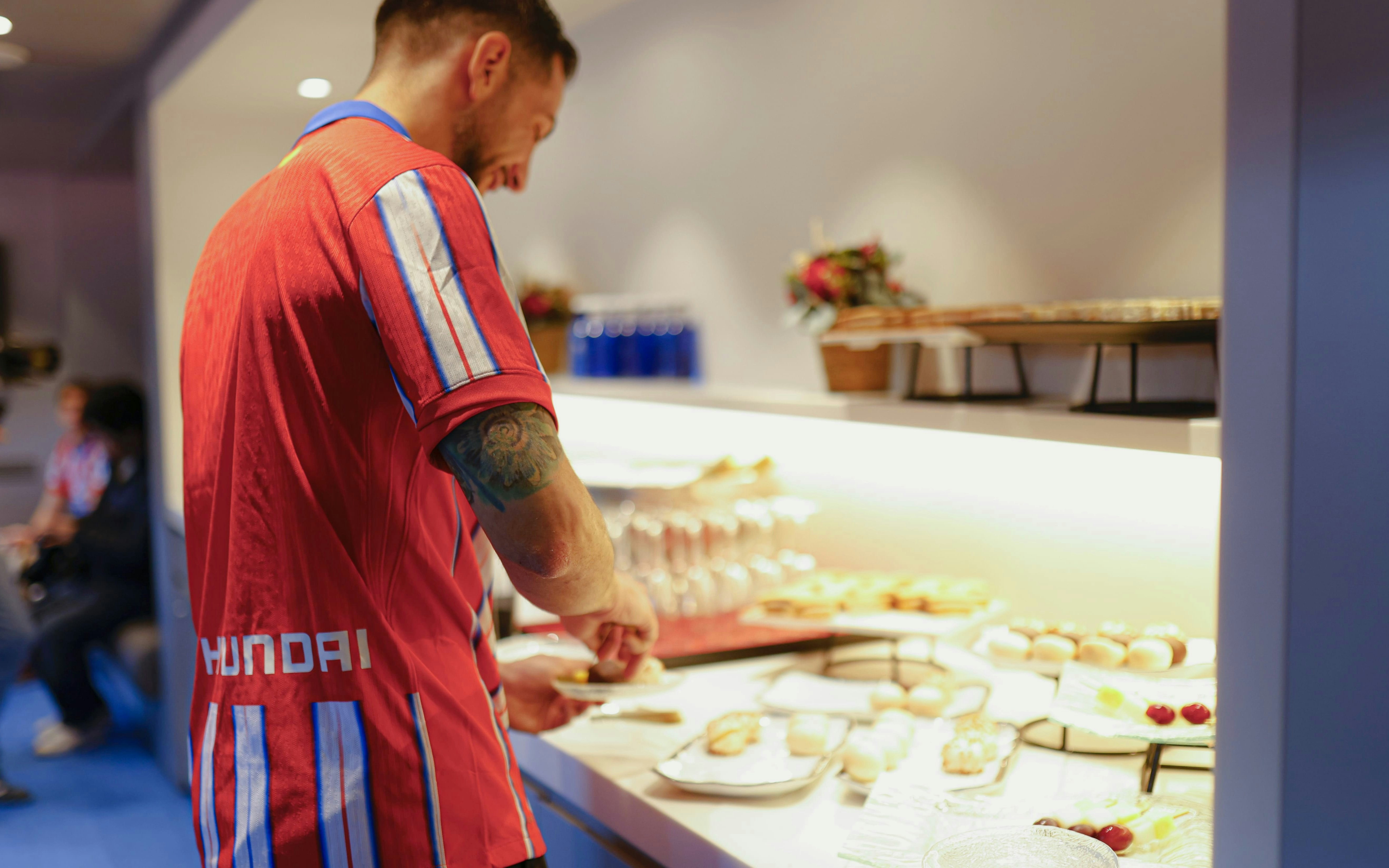 Tourist enjoying lunch buffet at Simeone's Private Box.
