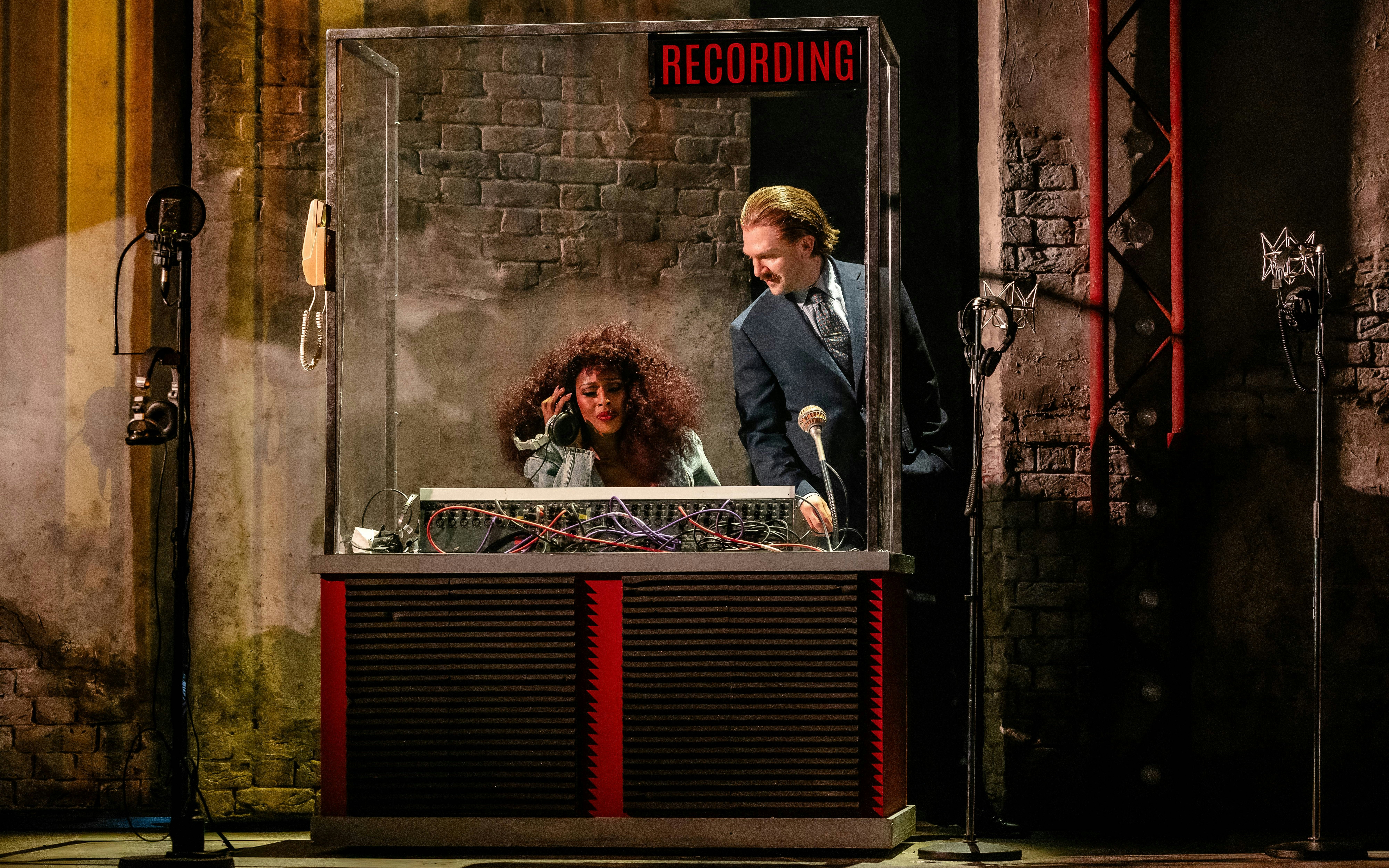 Recording studio scene from Westend's "I'm Every Woman" stage performance.