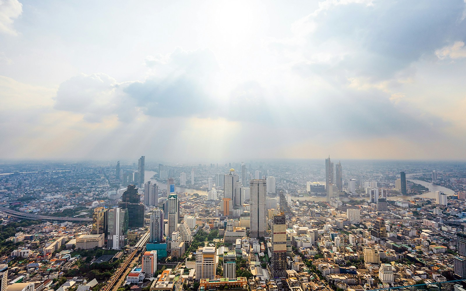 The view from the observation deck of Mahanakhon SkyWalk