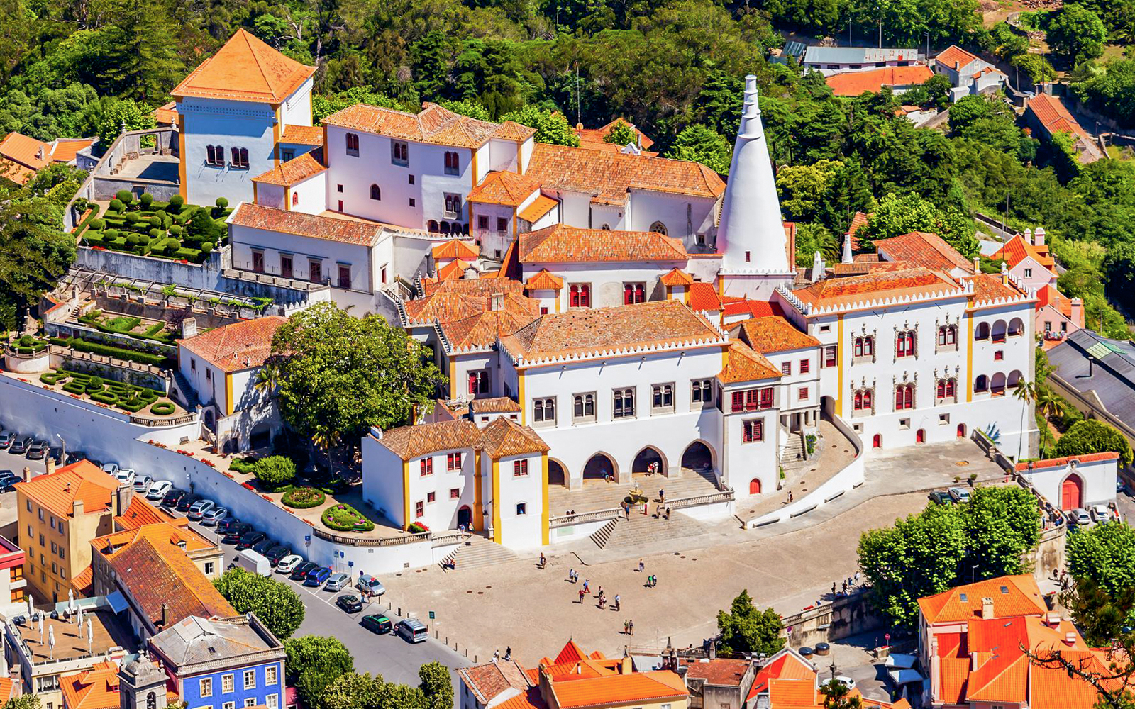 Sintra National Palace Portugal with its iconic twin chimneys and intricate architectural details