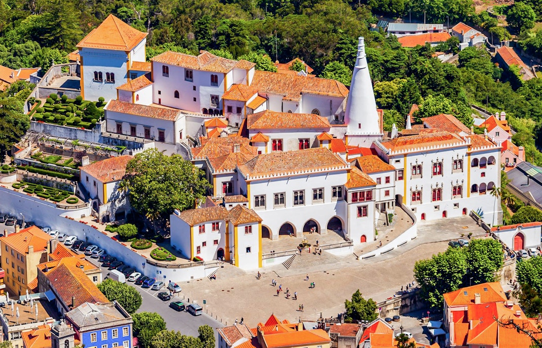 Sintra National Palace Portugal with its iconic twin chimneys and intricate architectural details