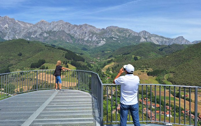 Viewpoint overlooking Liébana valley near Monasterio de Santo Toribio de Liébana, Camaleño, Spain.