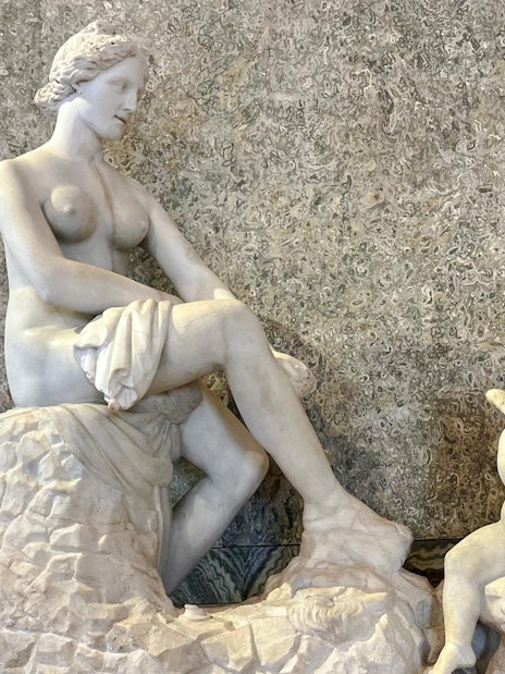 Marble statue of Venus and Cupid at Borghese Gallery, Rome.