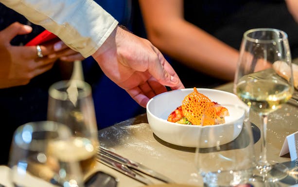 Eiffel Tower Christmas dinner dish being served in Paris.