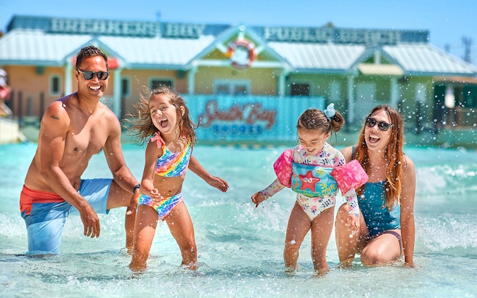 Family enjoying water play at South Bay Shores in California's Great America.