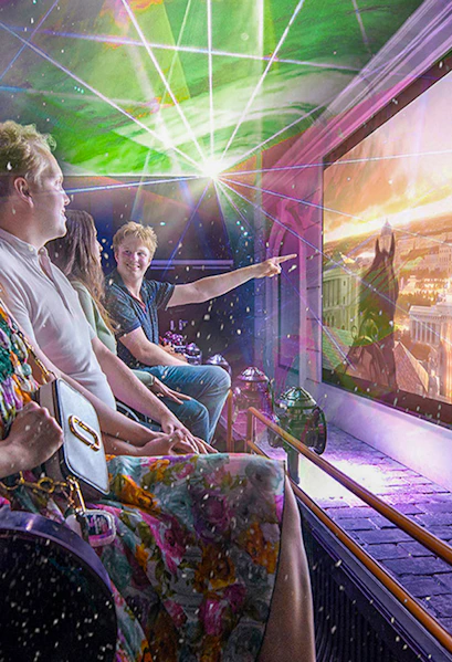 Visitors experiencing Vienna's history through virtual reality with immersive visuals.