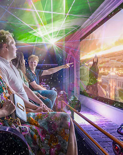 Visitors experiencing Vienna's history through virtual reality with immersive visuals.