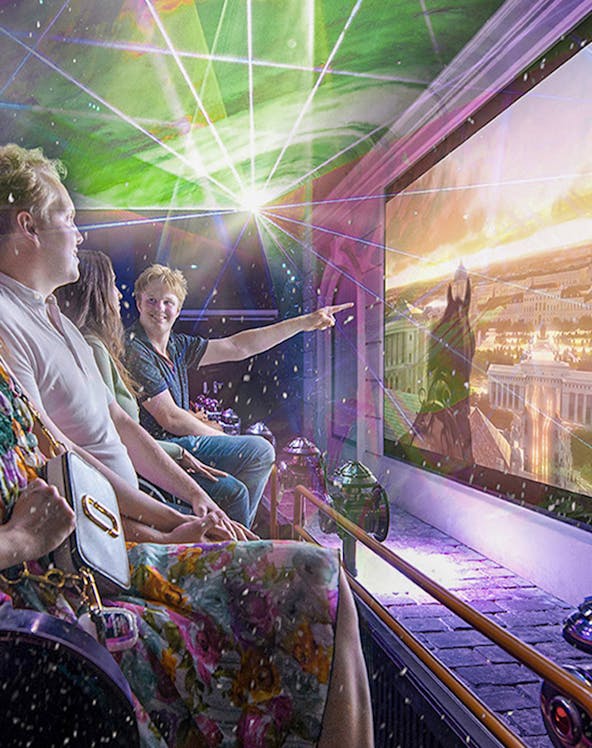 Visitors experiencing Vienna's history through virtual reality with immersive visuals.