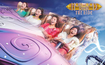 Riders enjoying Hollywood Dream roller coaster at Universal Studios Japan.