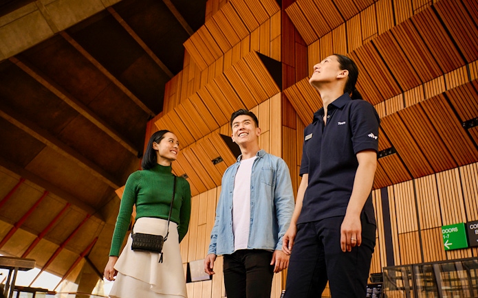 Guided tour group inside Sydney Opera House.