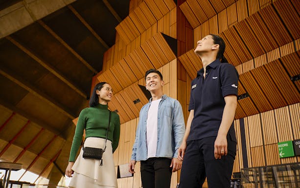 Guided tour group inside Sydney Opera House.