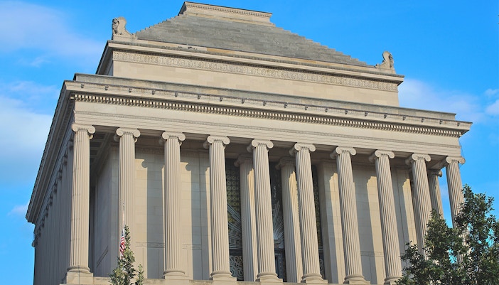 Exterior facade of the national portrait gallery in Washington DC, USA