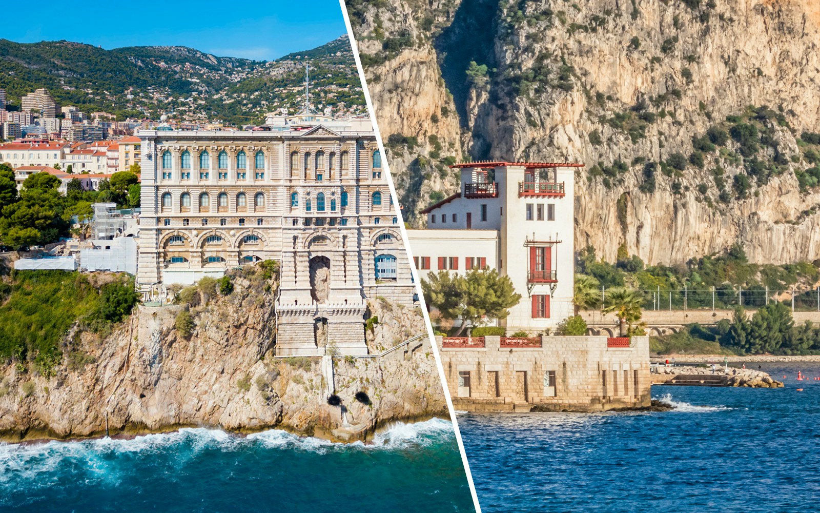 Oceanographic Museum of Monaco and Villa Kerylos by the sea.