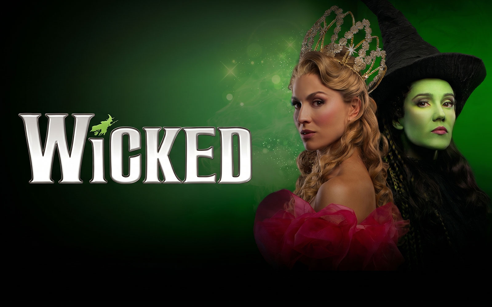 Wicked musical poster featuring two main characters in Madrid