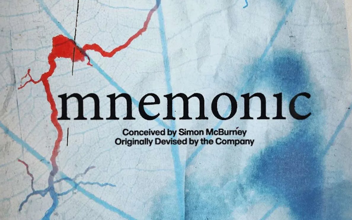 Poster for Mnemonic by Simon McBurney with abstract background