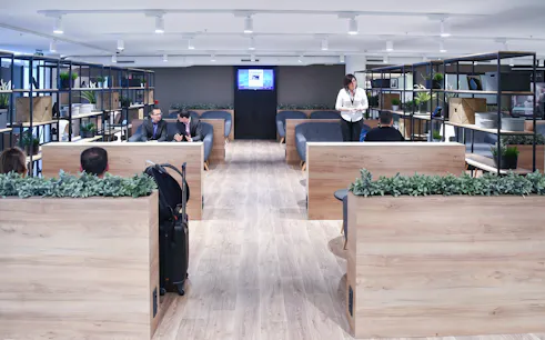 Premium Traveller Lounge seating area at Paris Orly Airport Terminal 1.