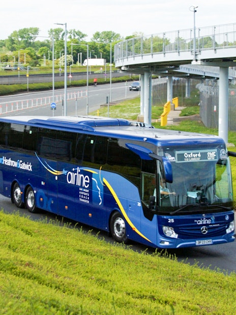Bus on route from Oxford to London Heathrow Airport.