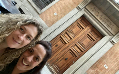 Real Academia de la Historia entrance in Madrid during self-guided city exploration game.