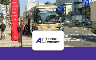 Incheon Airport Limousine Bus at a Seoul street stop.