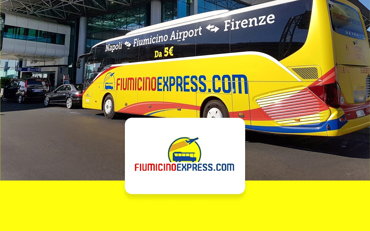 Fiumicino Express bus at Fiumicino Airport for one-way trips to Naples.