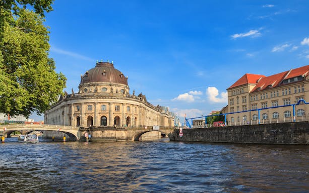 Bode Museum on Museum Island viewed from a Berlin sightseeing cruise.