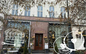 Facade of Gerbeaud Café in Budapest, part of the Golden Age Sweet Tastes self-guided tour.