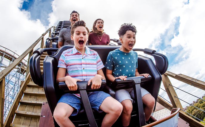 Visitors enjoying the Texas Stingray ride at SeaWorld San Antonio.