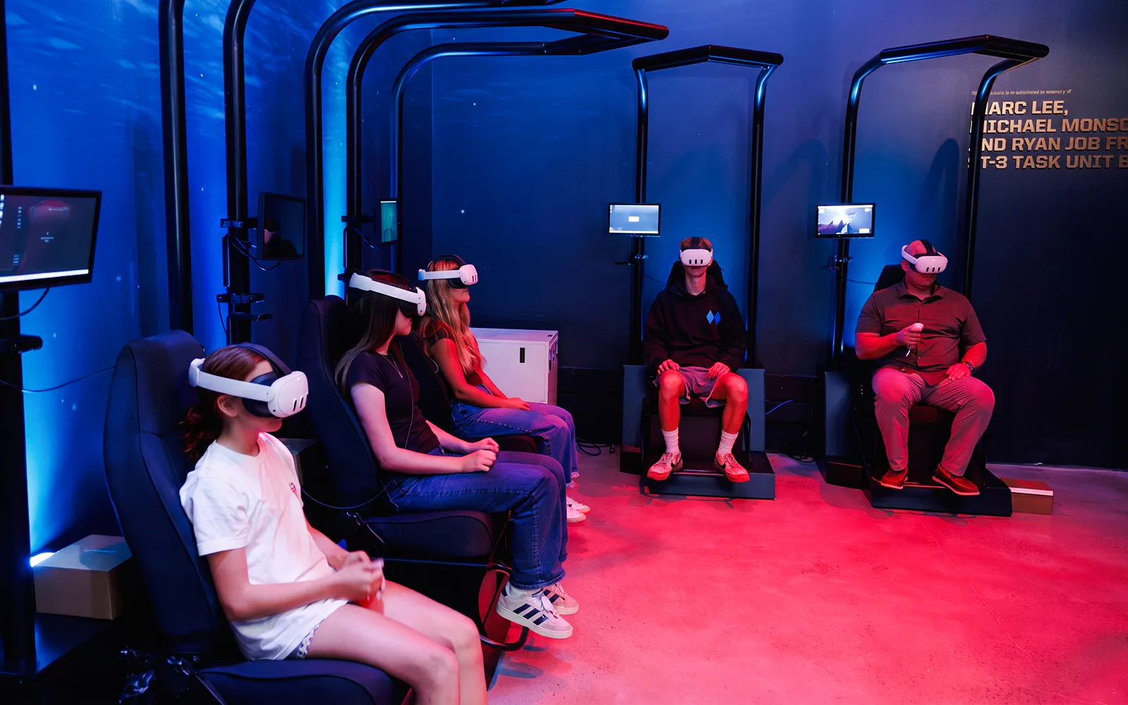 Visitors using VR headsets at the National Navy SEAL Museum, San Diego.