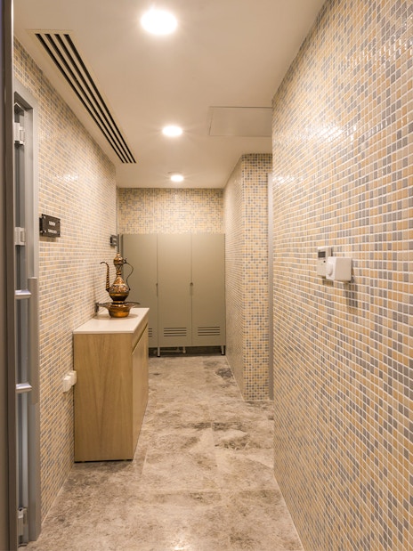Turkish bath interior with mosaic tiles and traditional decor in Taksim, Istanbul.