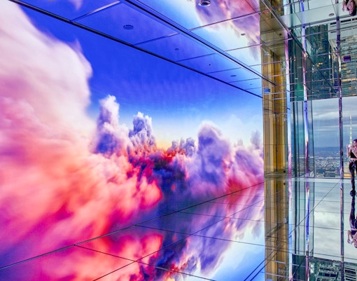 Summit One Vanderbilt observation deck with panoramic views of New York City skyline.