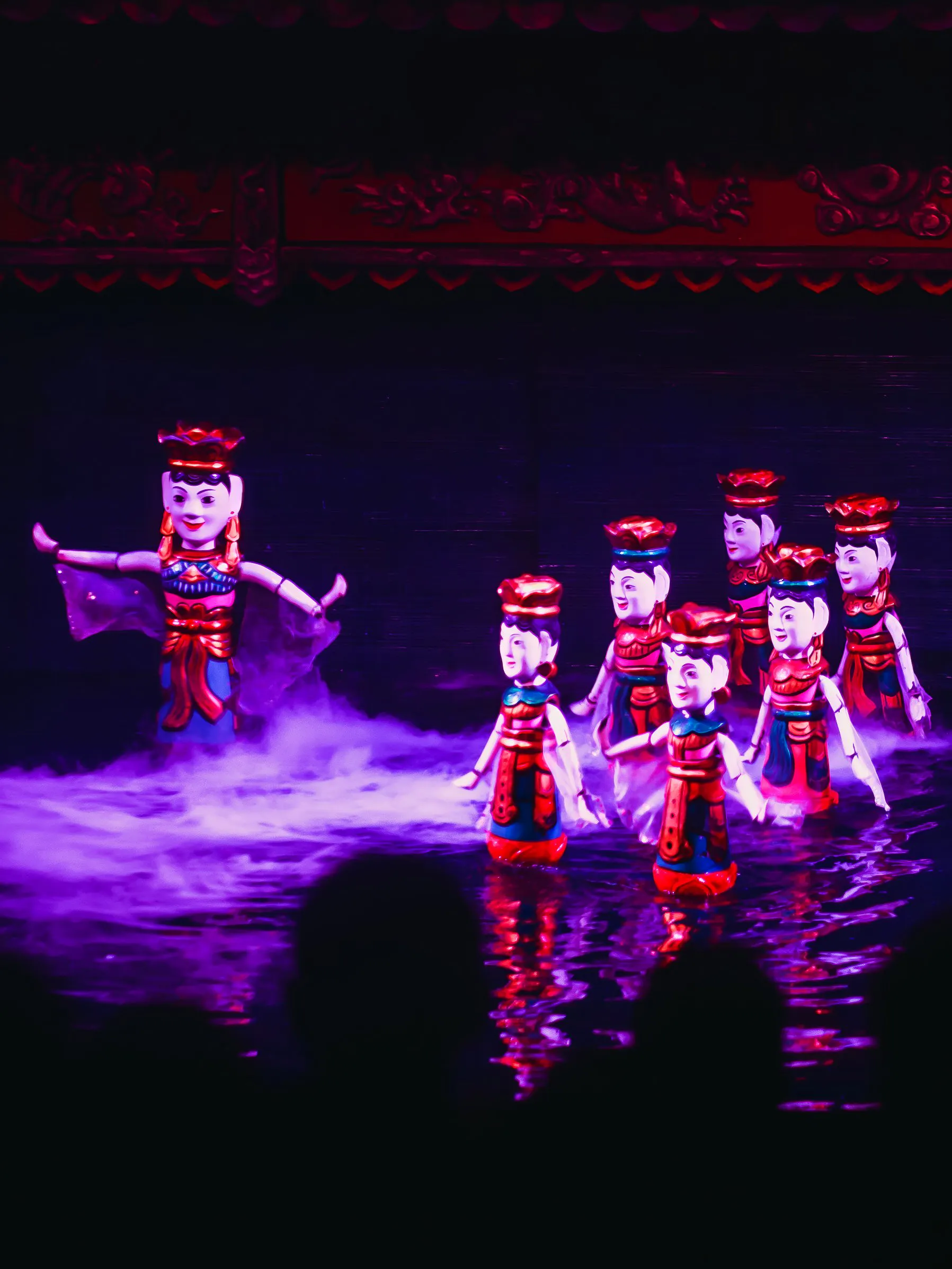 Traditional Vietnamese water puppets performing in Hanoi, Vietnam.