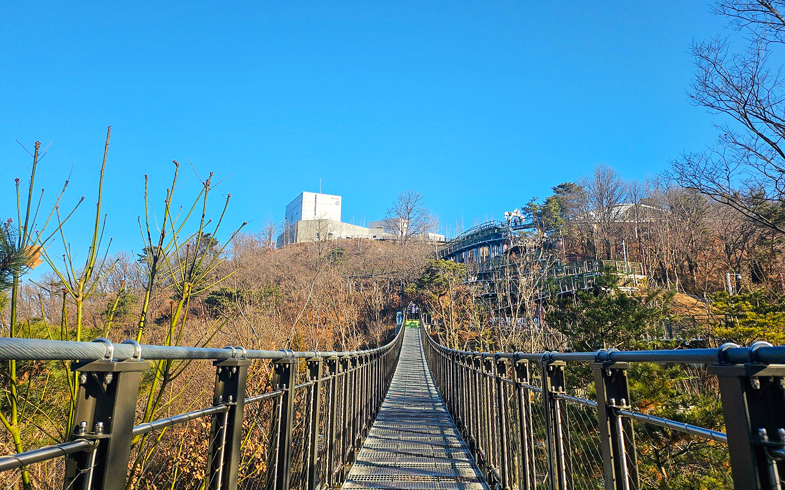 Suspension bridge leading to Aegibong Observatory near DMZ, South Korea.