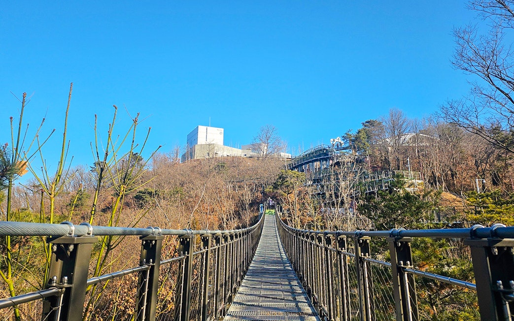 Suspension bridge leading to Aegibong Observatory near DMZ, South Korea.
