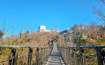 Suspension bridge leading to Aegibong Observatory near DMZ, South Korea.