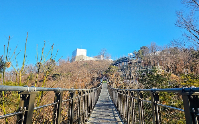 Suspension bridge leading to Aegibong Observatory near DMZ, South Korea.